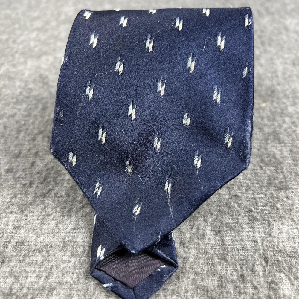 Louis Feraud Tie Mens One Size Blue 100% Silk Geometric Classic Woven Necktie